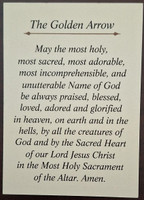 Golden Arrow Holy Card - back