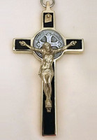 Vexilla Regis Two-tone, yellow brass and nickel silver, St. Benedict Crucifix, handcrafted