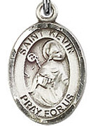 St. Kevin - .50" Oval - Sterling Silver Side Medal