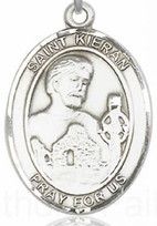 St. Kieran - .50" Oval - Sterling Silver Side Medal
