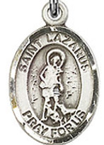 St. Lazarus - .50" Oval - Sterling Silver Side Medal