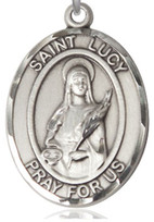St. Lucy - .50" Oval - Sterling Silver Side Meda