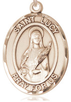 St. Lucy - .50" Oval - Gold Filled Side Medal