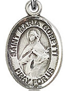 St. Maria  Goretti - .50" Oval - Sterling Silver Side Medal