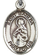St. Matilda - .50" Oval - Sterling Silver Side Medal