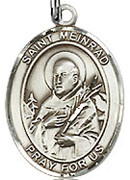 St. Meinrad of Einsiedeln - .50" Oval - Sterling Silver Side Medal