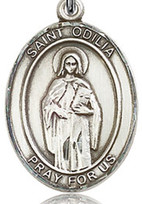 St. Odilia - .50" Oval - Sterling Silver Side Medal