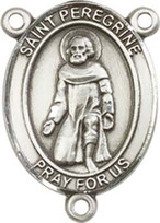 St. Peregrine Laziosi  - .75" Oval - Sterling Silver Centerpiece