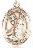 St. Rocco - .50" Oval - Gold Filled Side Medal
