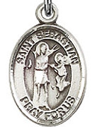 St. Sebastian - .50" Oval - Sterling Silver Side Medal