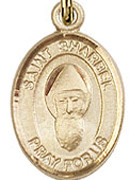 St. Sharbel - .50" Oval - Gold Filled Side Medal
