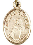 St. Teresa of Avila - .50" Oval - Gold Filled Side Medal
