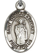 St. Thomas Becket  - .50" Oval - Sterling Silver Side Medal