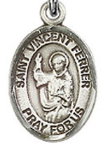 St. Vincent Ferrer - .50" Oval - Sterling Silver Side Medal