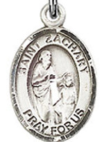 St. Zachary - .50" Oval - Sterling Silver Side Medal