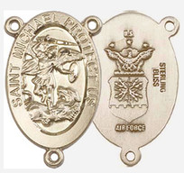 St. Michael / Air Force - .875" Oval - Gold  Filled Double Sided Centerpiece