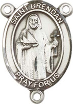 St. Brendan the Navigator - .75" Oval - Pewter Centerpiece