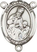 St. Ambrose - .75" Oval - Pewter Centerpiece