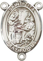 St. Zita  - .75" Oval - Pewter Centerpiece
