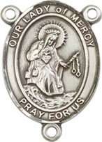 Our Lady of Mercy - .75" Oval - Pewter Centerpiece