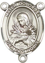 Our Lady of Sorrows - .75" Oval - Pewter Centerpiece