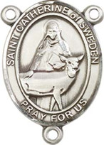 St. Catherine of Sweden - .75" Oval - Pewter Centerpiece