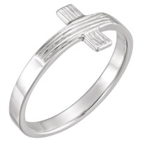 Sterling Silver Rugged Cross Ring - Ladies