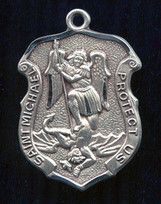 St. Michael Shield Medal - 1" - Sterling Silver