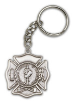 St. Florian key chain with silver finish