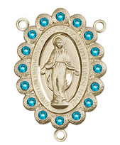 Miraculous Medal With Zircon Crystal - .75" - Gold Filled Centerpiece Miraculous Medal With Zircon Crystal - .75" - Gold Filled Centerpiece