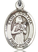 St. Agatha - .50" Oval - Sterling Silver Side Medal