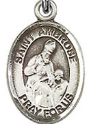 St. Ambrose - .50" Oval - Sterling Silver Side Medal