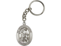 Guardian Angel Oval Key Chain with silver finish