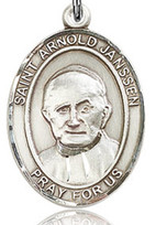St. Arnold Janssen - .50" Oval - Sterling Silver Side Medal