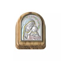 Madonna Holding Child Wood Rosary Box