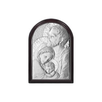 Holy Family Wood Panel with Walnut/ Sterling Silver plate
