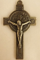 Engraved St. Benedict Crucifix - 2" - Gold Oxidized
