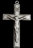 Etched Border Crucifix - 1.65" - Sterling Silver