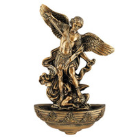 St. Michael Holy Water Font bronze