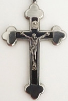 Ebony Clover Crucifix - 1.7" - Wood Nickel Silver with Metal Back