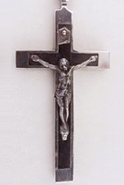 Ebony Metal Back Crucifix - 1.8" - Wood and Nickel Silver