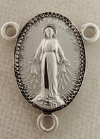 Miraculous Medal with Beaded Border - .875" - Sterling Silver Centerpiece