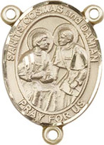 Sts. Cosmas & Damian - .75" Oval - Gold Filled Centerpiece