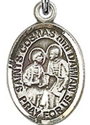 Sts. Cosmas & Damian  - .50" Oval - Sterling Silver Side Medal