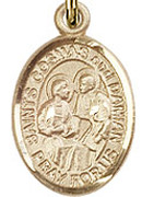 Sts. Cosmas & Damian - .50" Oval - Gold Filled Side Medal