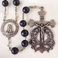 Large Adoring Angels Black Rosary