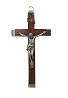 Rosewood - 1.25 Nickel Silver, Metal Back Crucifix