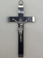 Ebony - 3" Nickel Silver, Metal Back Crucifix- front