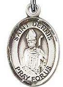 St. Dennis  - .50" Oval - Sterling Silver Side Medal