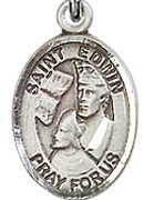 St. Edwin  - .50" Oval - Sterling Silver Side Medal
